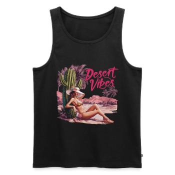 Sonnenuntergang Desert Vibes Urlaub Abenteuer - Männer Premium Bio Tank Top - Schwarz - Vorne - Michal (187cm)
