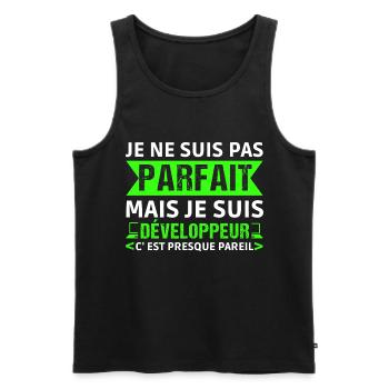 Humour Geek Cadeau Développeur Codeur Programmeur - Débardeur bio Premium Homme - noir - Devant - Michal (187cm)