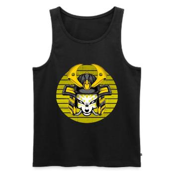 Kitsun Vaporwave Japanese Kami Vaporwave Kitsune - Men's Premium Organic Tank Top - black - Front - AI Model Male 178 light (178cm)