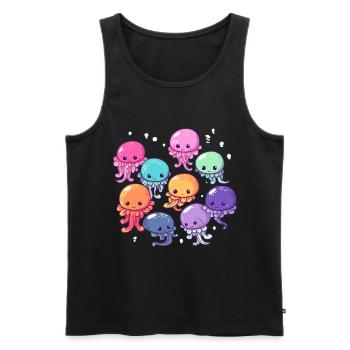 Qualle Schwarm Sea Beach Meduse Marine Diver - Männer Premium Bio Tank Top - Schwarz - Vorne - Michal (187cm)
