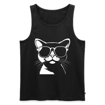 Lustige Katze mit Sonnenbrille Kätzchen Sonnenbrille Katzen - Männer Premium Bio Tank Top - Schwarz - Vorne - Michal (187cm)