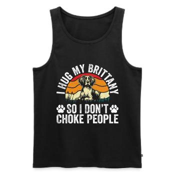 Ich umarme meine Bretagne, damit ich die Leute nicht ersticke - Männer Premium Bio Tank Top - Schwarz - Vorne - Michal (187cm)