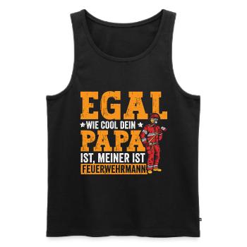 Papa ist Feuerwehrmann - Männer Premium Bio Tank Top - Schwarz - Vorne - Michal (187cm)