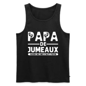 Papa de jumeaux humour père cadeau - Débardeur bio Premium Homme - noir - Devant - Michal (187cm)