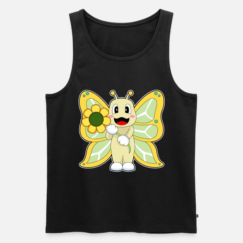 Schmetterling Blume - Männer Premium Bio Tank Top - Schwarz