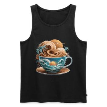 Tropical Beach Waves Kaffeetasse für eine - Männer Premium Bio Tank Top - Schwarz - Vorne - Michal (187cm)