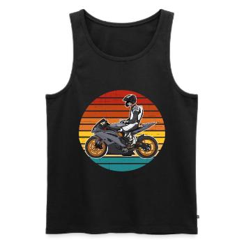 Moto Lifestyle / Moto / Motos motard - Débardeur bio Premium Homme - noir - Devant - Michal (187cm)