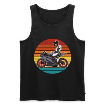 Moto Lifestyle / Moto / Motos motard - Débardeur bio Premium Homme - noir - Devant - Michal (187cm)