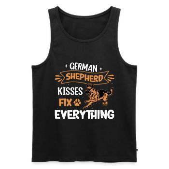 Deutscher Schäferhund Küsse bringen alles in Ordnung - Männer Premium Bio Tank Top - Schwarz - Vorne - Michal (187cm)