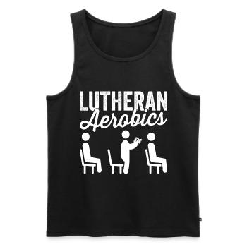 Confirmation de la religion de l’aérobic luthérienne - Débardeur bio Premium Homme - noir - Devant - AI Model Male 178 light (178cm)