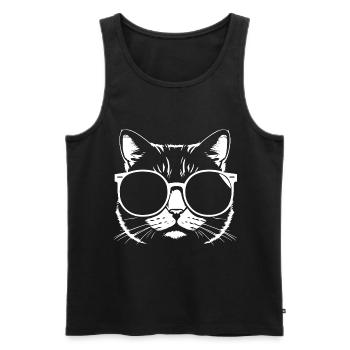 Funny Cat with Sunglasses Kitten Sunglas Cats - Men's Premium Organic Tank Top - black - Front - Michal (187cm)