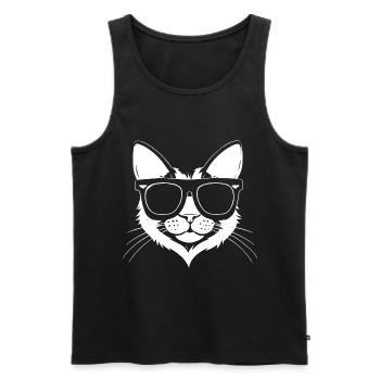 Funny Cat with Sunglasses Kitten Sunglas Cats - Men's Premium Organic Tank Top - black - Front - Michal (187cm)