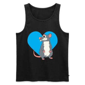 Ratte mit blauem Herz! - Männer Premium Bio Tank Top - Schwarz - Vorne - AI Model Male 178 light (178cm)