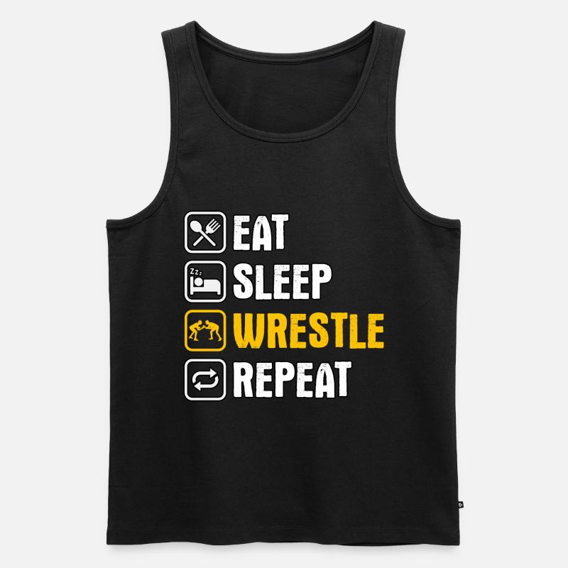 Manger Dormir Lutter Répéter - Débardeur bio Premium Homme - noir