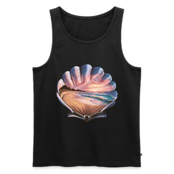 Muschel Strand Szene Serene Ozean Landschaft - Männer Premium Bio Tank Top - Schwarz - Vorne - AI Model Male 178 light (178cm)