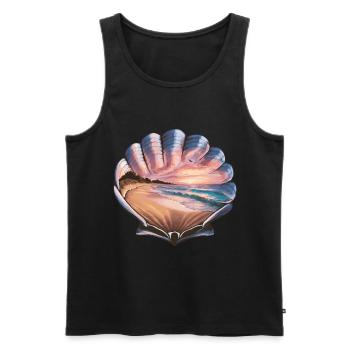 Muschel Strand Szene Serene Ozean Landschaft - Männer Premium Bio Tank Top - Schwarz - Vorne - AI Model Male 178 light (178cm)