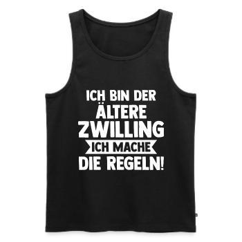 Zwillingsgeschwister Ältere Zwilling Zwillinge - Männer Premium Bio Tank Top - Schwarz - Vorne - Michal (187cm)