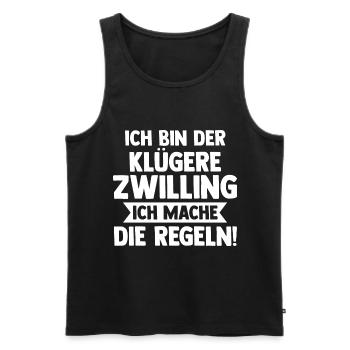 Zwillingsgeschwister Klügere Zwilling Zwillinge - Männer Premium Bio Tank Top - Schwarz - Vorne - Michal (187cm)