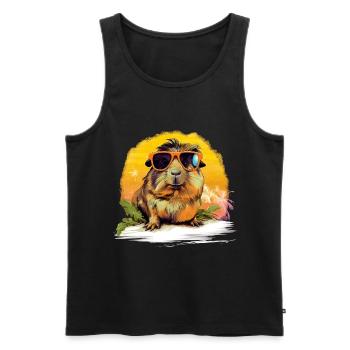 Niedliches Meerschweinchen Chilt mit Sonnenbrille - Männer Premium Bio Tank Top - Schwarz - Vorne - AI Model Male 178 light (178cm)