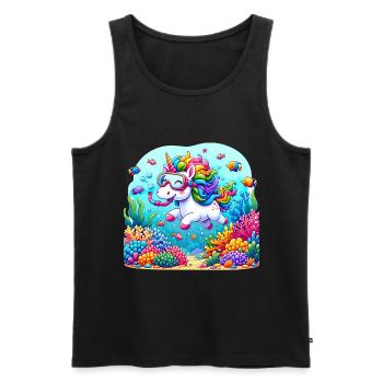 Unterwasserabenteuer Einhorn Korallenriffe - Männer Premium Bio Tank Top - Schwarz - Vorne - Michal (187cm)