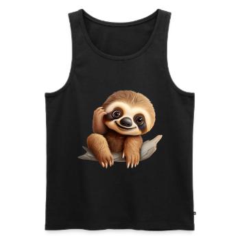 Niedliches Faultier für Kinder für Kinder - Männer Premium Bio Tank Top - Schwarz - Vorne - Michal (187cm)