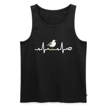 Möwe Herzfrequenz EKG - Männer Premium Bio Tank Top - Schwarz - Vorne - Michal (187cm)