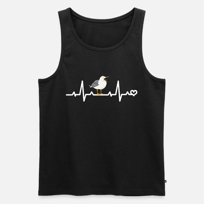 Möwe Herzfrequenz EKG - Männer Premium Bio Tank Top - Schwarz