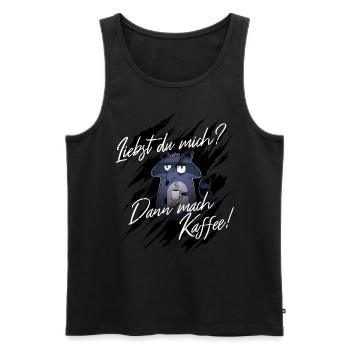 Mach mir Kaffee wenn du mich liebst I Waschbär - Männer Premium Bio Tank Top - Schwarz - Vorne - AI Model Male 178 light (178cm)