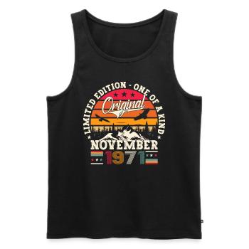 Original November 1971 51st birthday gift - Men's Premium Organic Tank Top - black - Front - Michal (187cm)