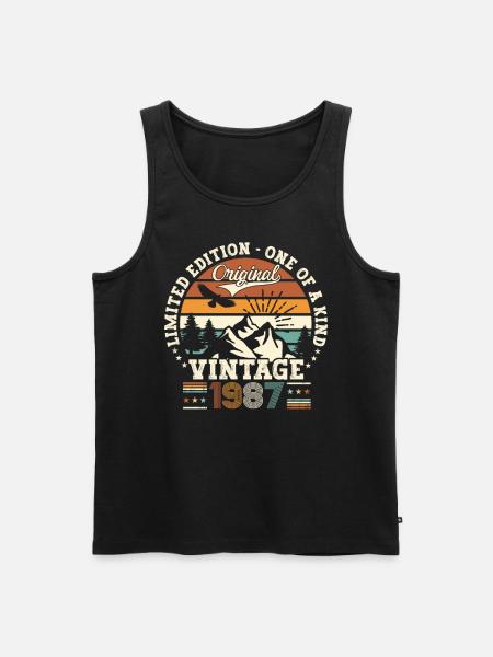 årgång årgång 1987 35-årspresent man - Ekologisk premium tanktopp herr - svart