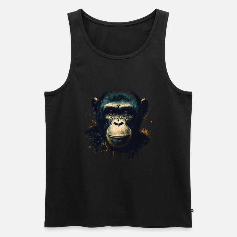 Schimpansen Affe Porträt - Männer Premium Bio Tank Top - Schwarz