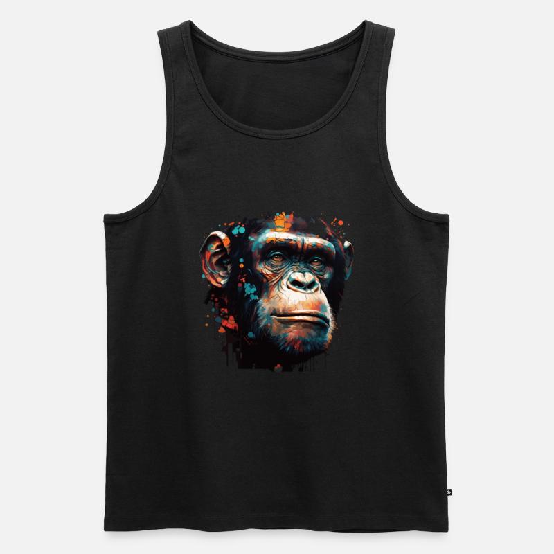 Schimpansen Affe Porträt - Männer Premium Bio Tank Top - Schwarz
