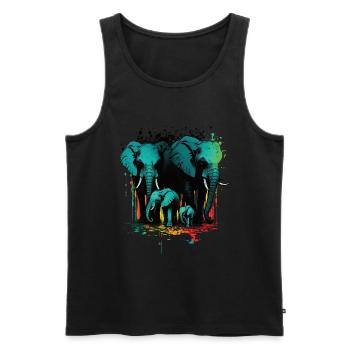 Elephant Family - Men's Premium Organic Tank Top - black - Front - Michal (187cm)