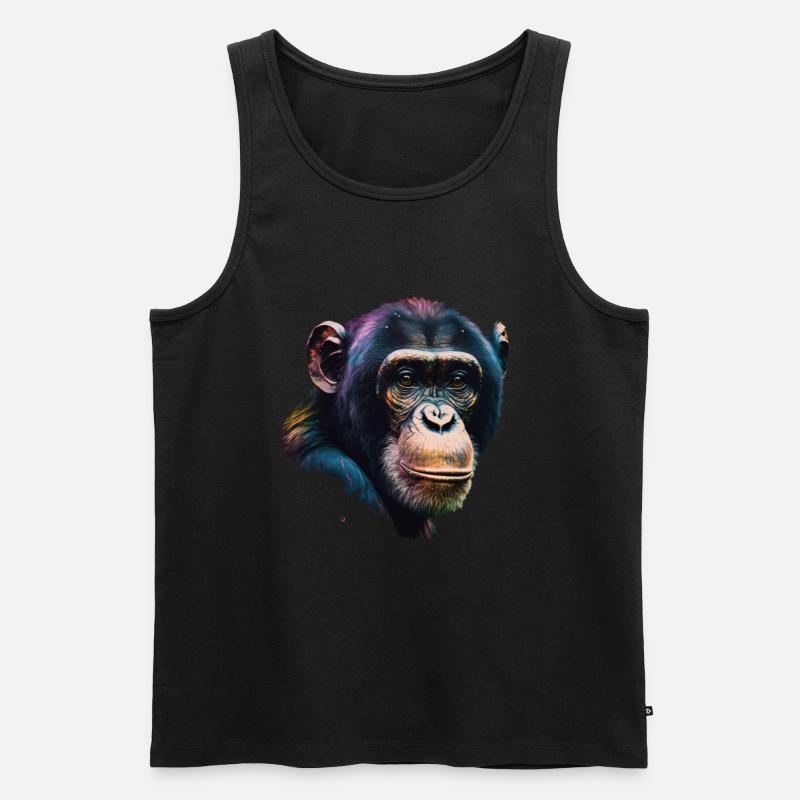 Schimpansen Affe Porträt - Männer Premium Bio Tank Top - Schwarz