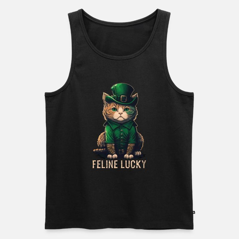 Feline Lucky St. Patty Day - Männer Premium Bio Tank Top - Schwarz