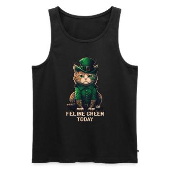 Feline Green Today St. Patty Day - Men's Premium Organic Tank Top - black - Front - AI Model Male 178 light (178cm)
