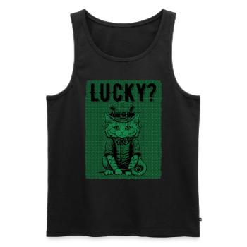 Lucky? Cat St. Patty Day - Men's Premium Organic Tank Top - black - Front - AI Model Male 178 light (178cm)
