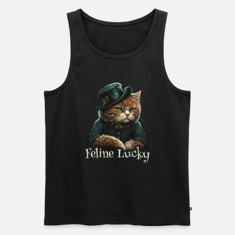 Feline Lucky St. Patty Day - Männer Premium Bio Tank Top - Schwarz