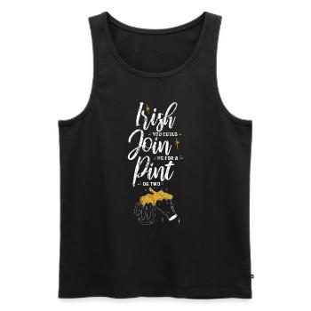 Irish You Could Join Us For A Pint Or Two Vintage - Men's Premium Organic Tank Top - black - Front - Michal (187cm)