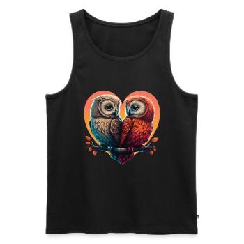 Owl Heart Valentine's Day - Men's Premium Organic Tank Top - black - Front - AI Model Male 178 light (178cm)