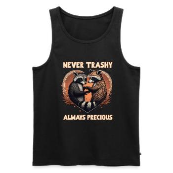 Raccoon Love Never Trashy Alway Precious - Männer Premium Bio Tank Top - Schwarz - Vorne - AI Model Male 178 light (178cm)