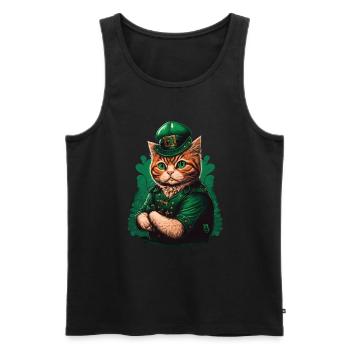 St. Patty Cat - Men's Premium Organic Tank Top - black - Front - AI Model Male 178 light (178cm)