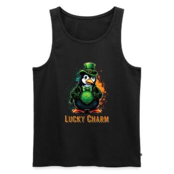 Lucky Charm Penguin St. Patty - Männer Premium Bio Tank Top - Schwarz - Vorne - AI Model Male 178 light (178cm)