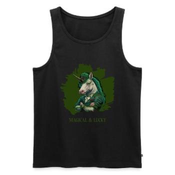 Magical and Lucky Unicorn St. Patty - Men's Premium Organic Tank Top - black - Front - AI Model Male 178 light (178cm)