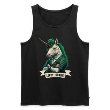 Lucky Enough? Unicorn St. Patty - Men's Premium Organic Tank Top - black - Front - AI Model Male 178 light (178cm)