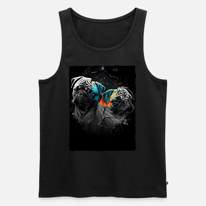 Mops Portrait - Männer Premium Bio Tank Top - Schwarz