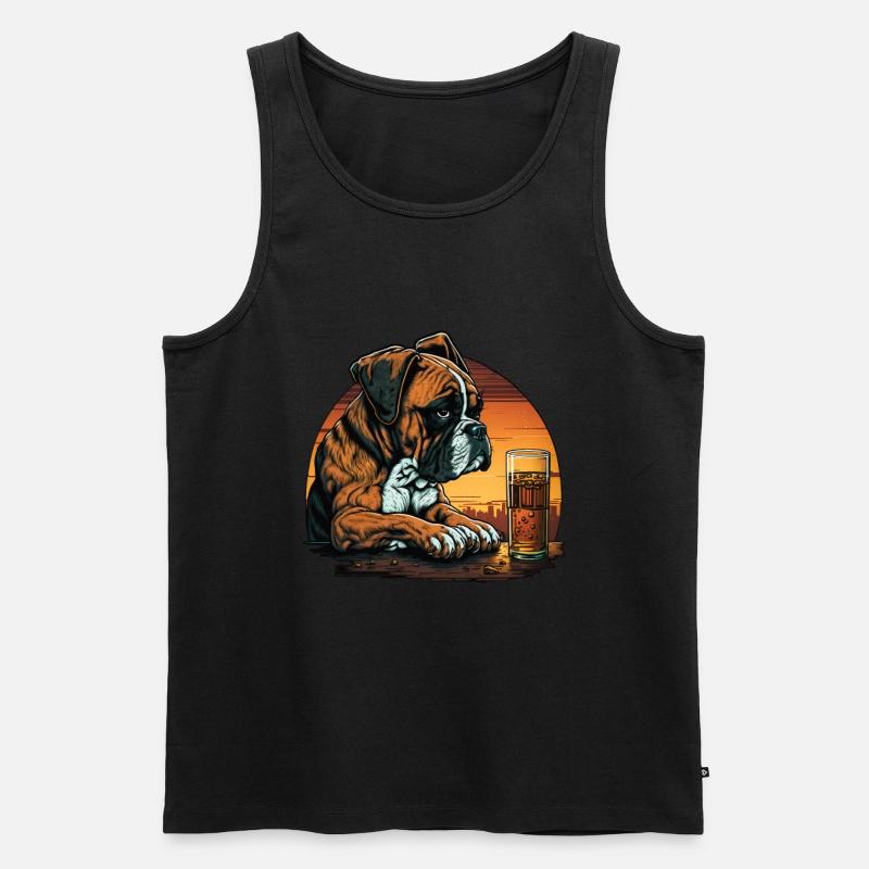 Grumpy Boxer drinks whisky - Men's Premium Organic Tank Top - black
