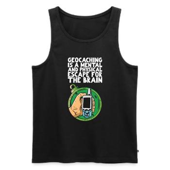 Geocaching is a mental and physical escape - Men's Premium Organic Tank Top - black - Front - AI Model Male 178 light (178cm)