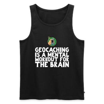 Geocaching is a mental workout for the brain - Men's Premium Organic Tank Top - black - Front - AI Model Male 178 light (178cm)