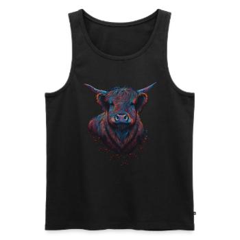 Vache des Highlands - Débardeur bio Premium Homme - noir - Devant - Michal (187cm)